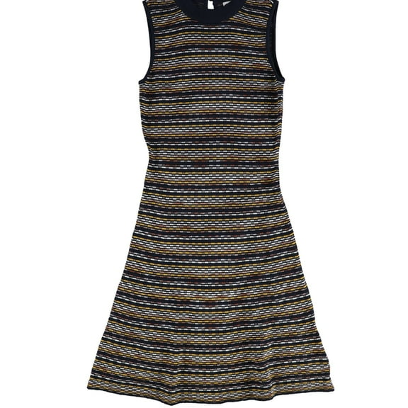 BAR III Womens Navy Printed Sleeveless Crew Neck Above The Knee Shift Dress  Size: L