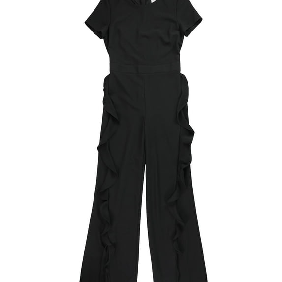 bar III Womens Ruffle Pant Jumpsuit, Black, 0