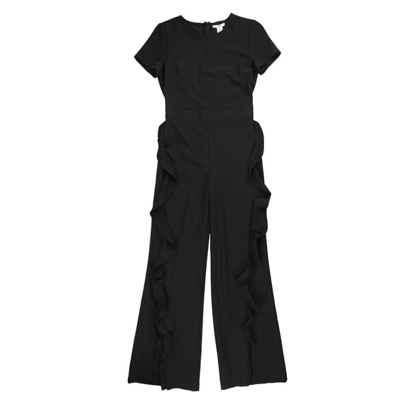 bar III Womens Ruffle Pant Jumpsuit, Black, 0