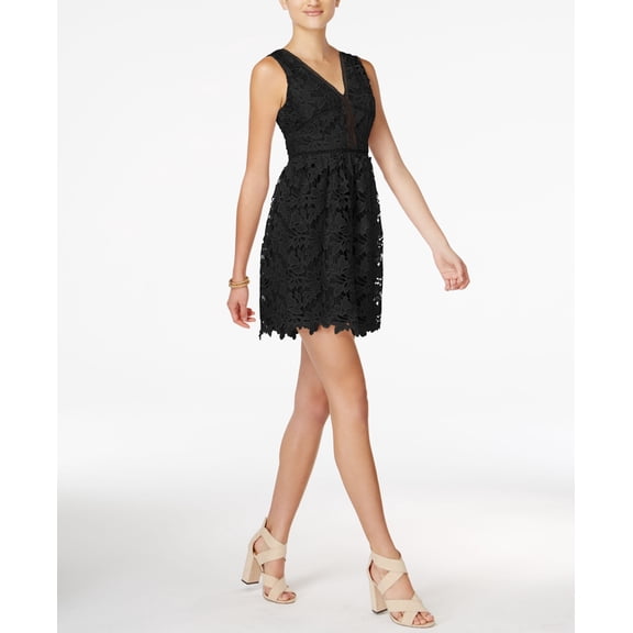 BAR III $90 Womens New 1662 Black V Neck A-Line Dress S B B