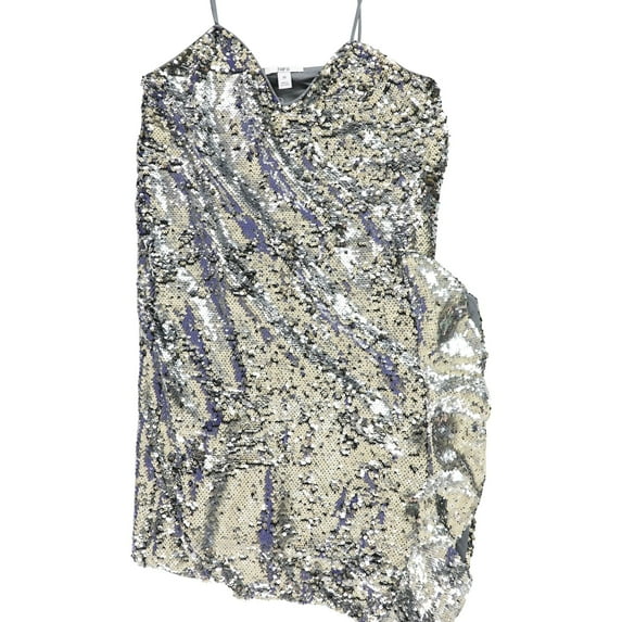 BAR III $99 Womens New Silver Sequined V Neck Sleeveless Mini Sheath Dress S B+B