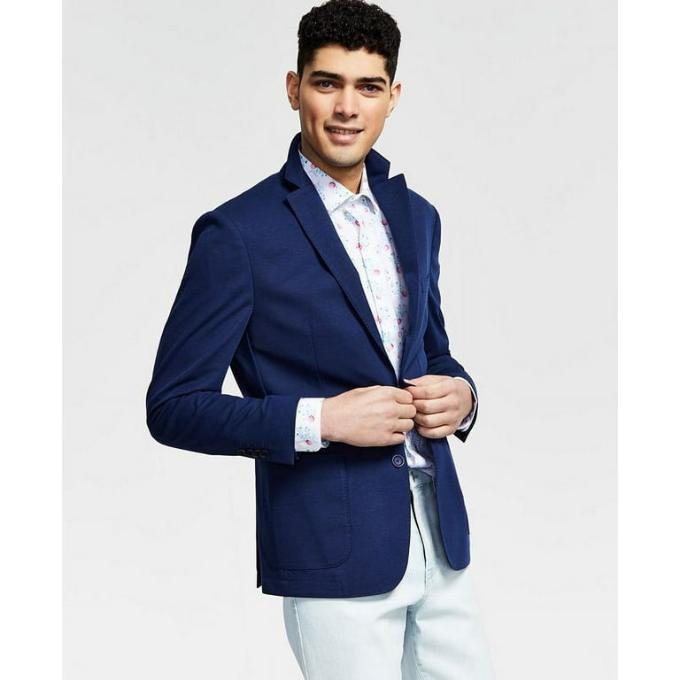 Bar III Mens Slim Fit Solid Cotton Blazer 42 Long Navy Sport Coat NWT 295 Walmart