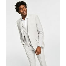 BAR III Men's Slim-Fit Textured Linen Suit Jacket 44S Light Grey Two Button