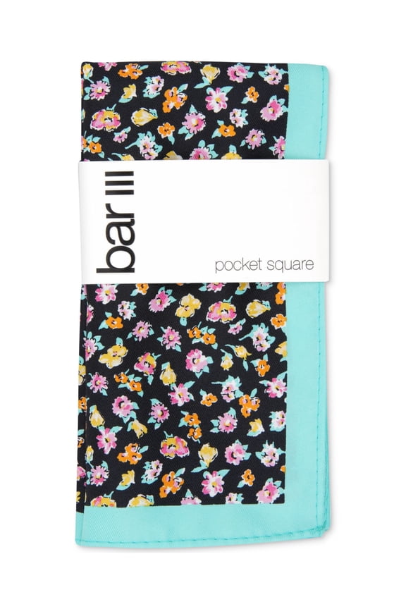 Mens Black Floral Pocket Square