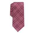 thumbnail image 1 of BAR III Mens Burgundy Plaid Silk Skinny Neck Tie, 1 of 2