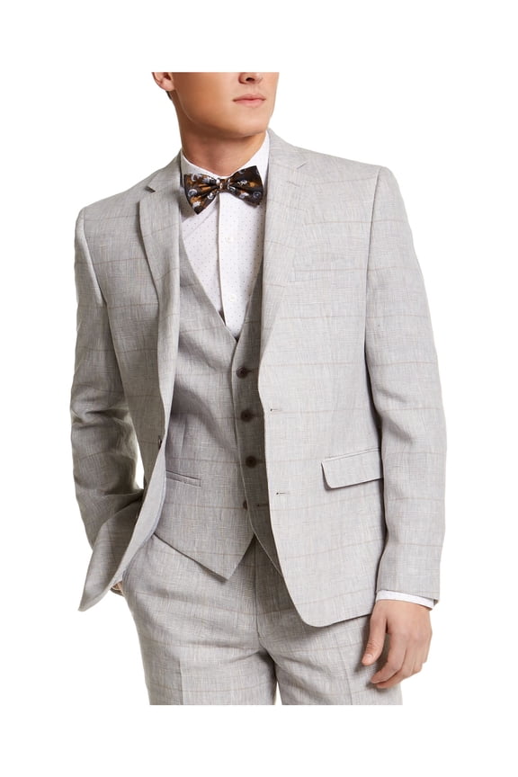 Mens Gray Plaid Blazer Jacket 40L