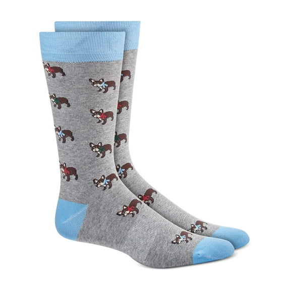 BAR III Mens Gray Printed Seamless Casual Crew Socks 7-12