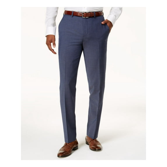 BAR III Mens Navy Flat Front, Stretch, Slim Fit Wrinkle Resistant Suit Separate Pants W34/ L34