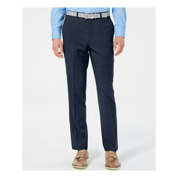 BAR III Mens Navy Stretch Slim Fit Flannel Pants 29W/ 30L