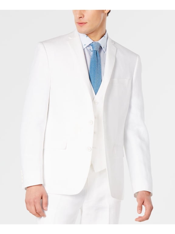 Mens White Single Breasted, Slim Fit Suit Separate Blazer Jacket 36R