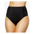 thumbnail image 1 of BAR III Women's Black Stretch Ruched Lined Moderate Coverage High Waisted Swimsuit Bottom XS, 1 of 3