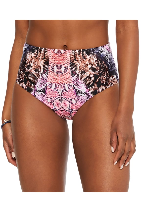 Women's Pink Animal Print Stretch Lined Full Coverage Mixed Messages High Waisted Swimsuit Bottom XL