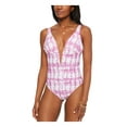 thumbnail image 1 of BAR III Women's Purple Stretch Plunging V-Neck Open Back V-Wire Moderate Coverage One Piece Swimsuit M, 1 of 2