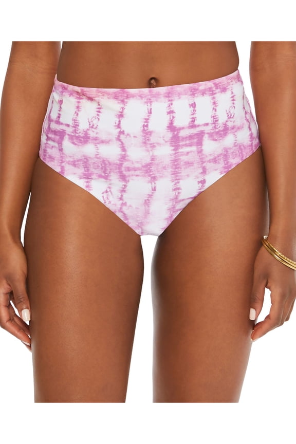 Women's Purple Tie Dye Stretch Lined Full Coverage High Waisted Swimsuit Bottom S