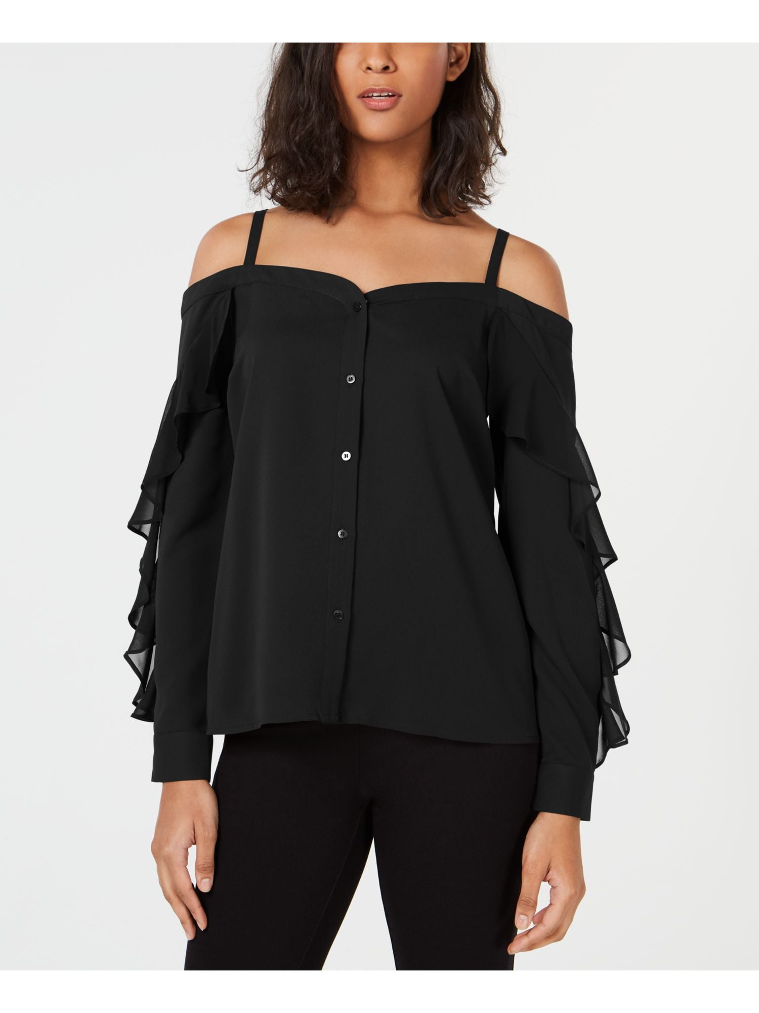 ladies black cold shoulder tops