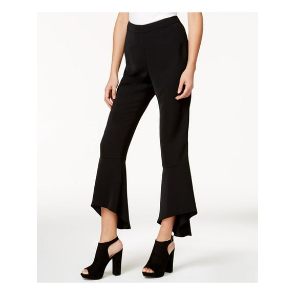 BAR III Womens Black Flat Front Flute-hem Pants Size: S