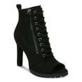 thumbnail image 1 of BAR III Womens Black Lace Zipper Accent Comfort Damas Open Toe Stiletto Zip-Up Shootie 9.5 M, 1 of 4