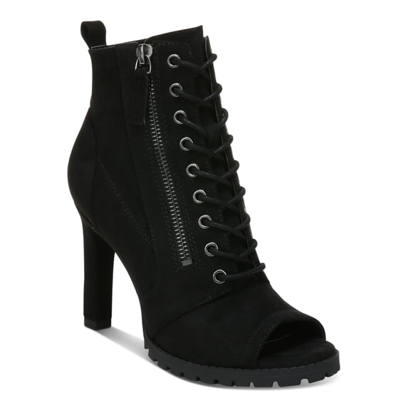 BAR III Womens Black Lace Zipper Accent Comfort Damas Open Toe Stiletto Zip-Up Shootie 9.5 M