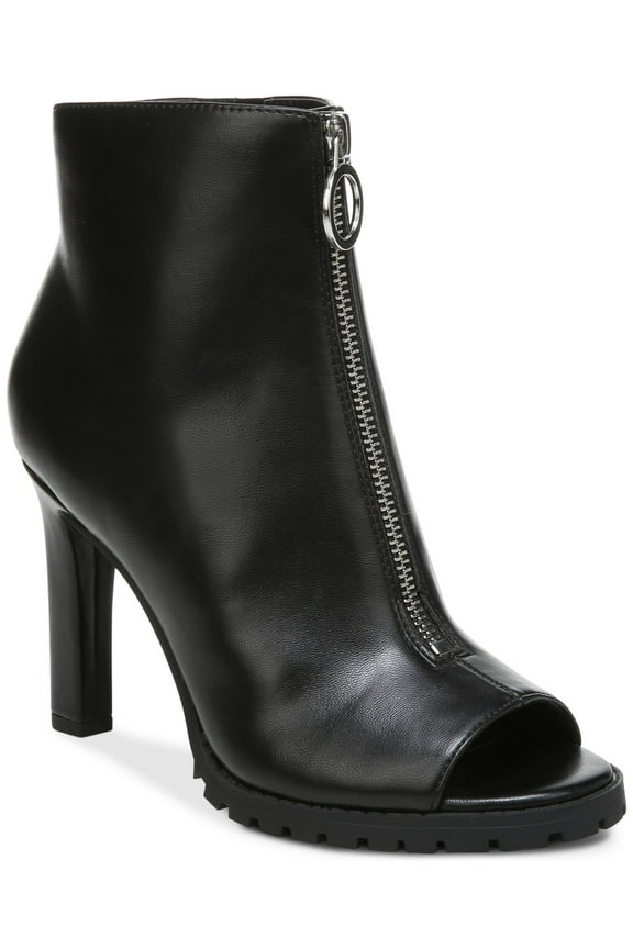 Womens Black Lug Sole Goring Arch Support Breathable Dillian Open Toe Stiletto Zip-Up Dress Shootie 6 M