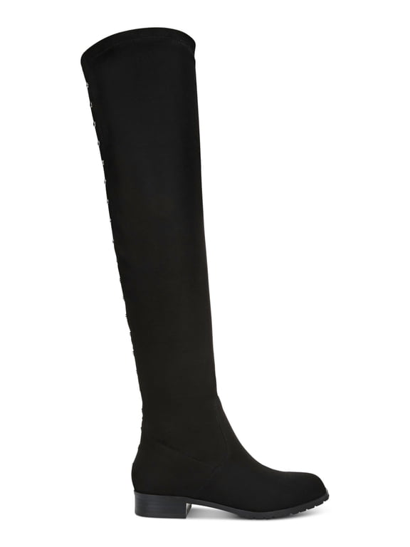 Womens Black Lug Sole Studded Taimi Round Toe Dress Boots Shoes 7.5 M