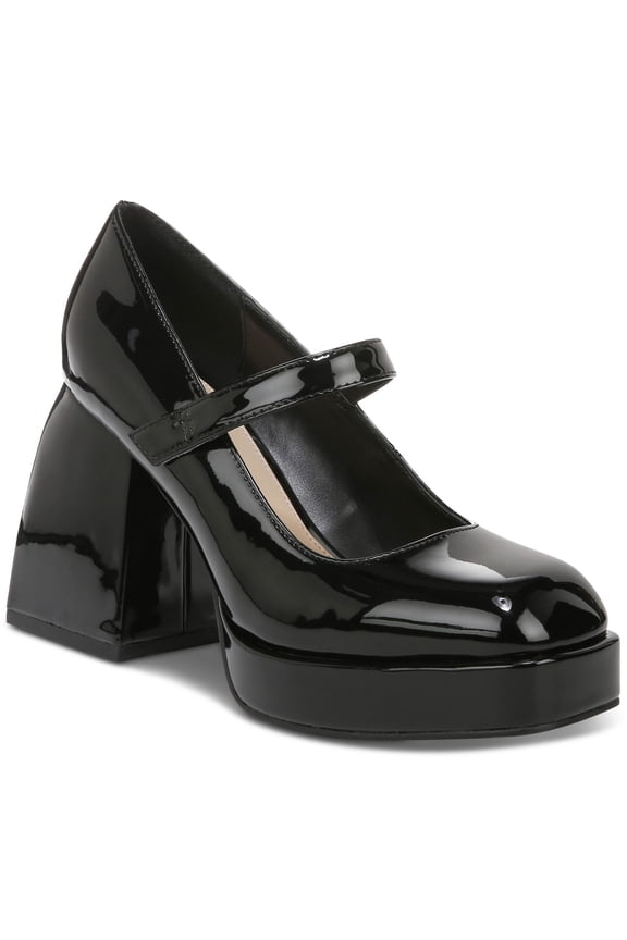 Womens Black Mary Jane Comfort Nexie Square Toe Flare Slip On Pumps Shoes 9.5 M