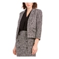 thumbnail image 1 of BAR III Womens Black Pocketed Open Front Tweed Wear To Work Suit Jacket 2, 1 of 4