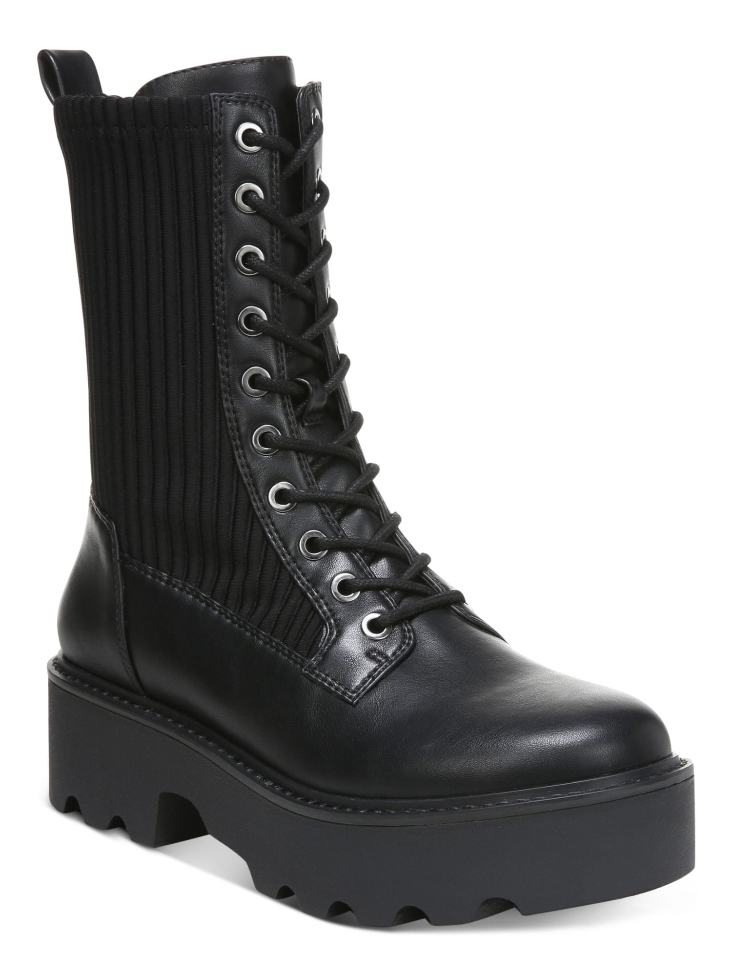 Black wedge combat boots online