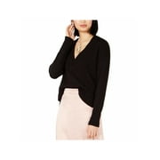 BAR III Womens Black Ribbed Long Sleeve V Neck Sweater M