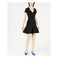 thumbnail image 1 of BAR III Womens Black Short Sleeve Short Fit + Flare Evening Dress Size: 6, 1 of 2