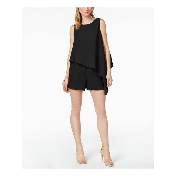 BAR III Womens Black Sleeveless Jewel Neck Romper XXS