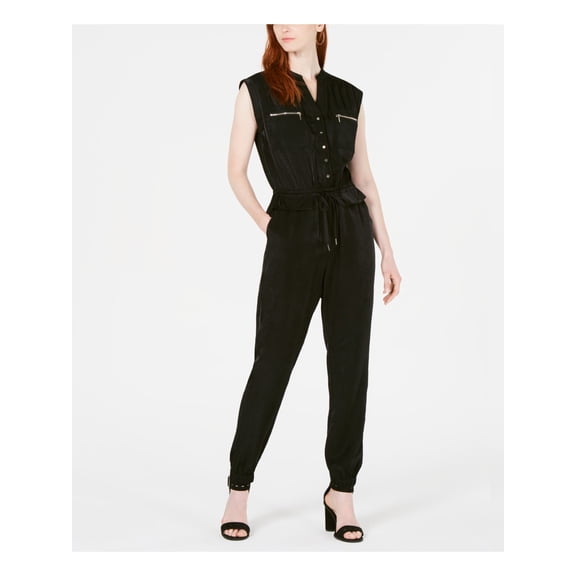 BAR III Womens Black Sleeveless V Neck Straight leg Jumpsuit Size: M