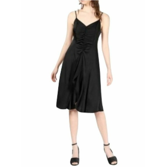 BAR III Womens Black Spaghetti Strap Knee Length Fit + Flare Dress Size: XXS