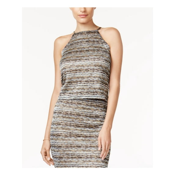 BAR III Womens Black Striped Sleeveless Halter Top Size: L