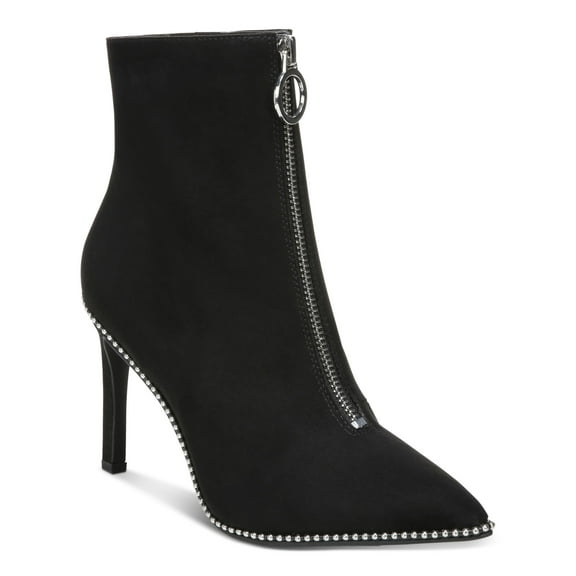 BAR III Womens Black Studded Comfort Briget Pointed Toe Stiletto Zip-Up Booties 5 M
