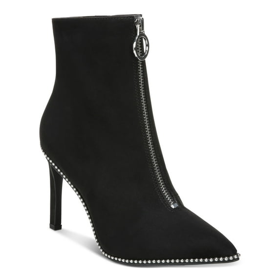 BAR III Womens Black Studded Comfort Briget Pointed Toe Stiletto Zip-Up Booties 5 M