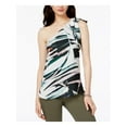 thumbnail image 1 of BAR III Womens Black Tie Striped Sleeveless Asymmetrical Neckline Top S, 1 of 4