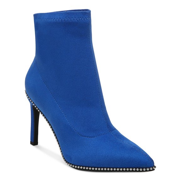 BAR III Womens Blue Beaded Stretch Melanay Pointed Toe Stiletto Dress Booties 8 M