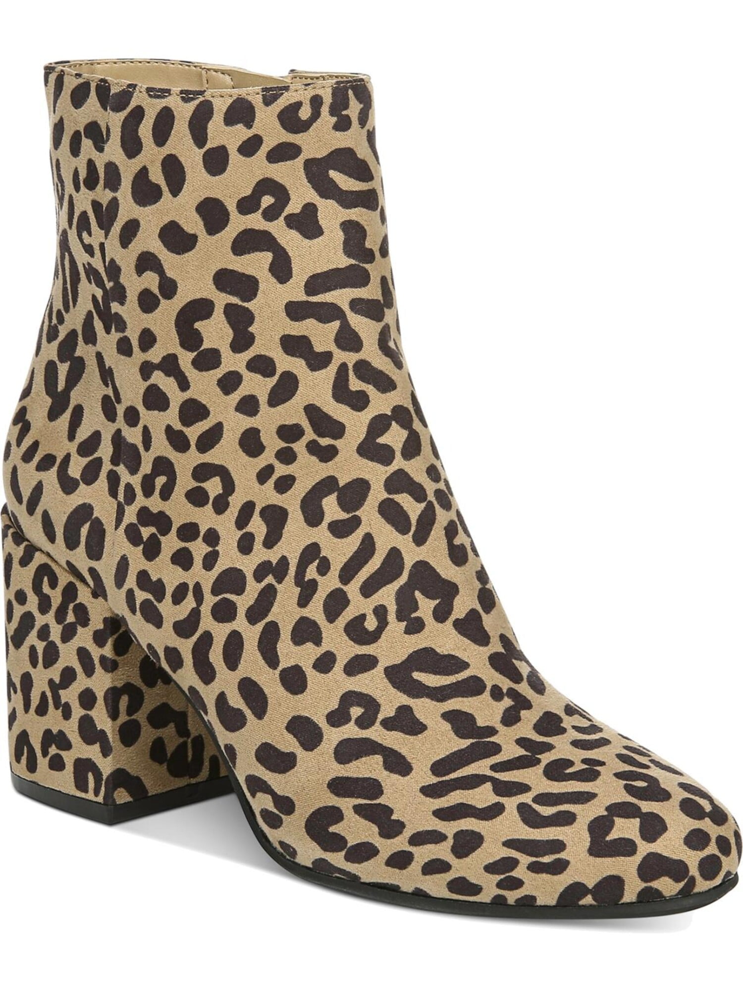 AQUA COLLEGE Womens Brown Animal Print Waterproof Cushioned Nancy Almond Toe Block Heel Leather Booties M main image 1