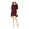 thumbnail image 1 of BAR III Womens Burgundy Off Shoulder Knee Length A-Line Dress Size: 2, 1 of 3