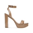 thumbnail image 1 of BAR III Womens Camel Beige Asymmetrical Vamp Strap 1" Platform Ankle Strap Cushioned Ivy Round Toe Block Heel Buckle Dress Heeled Sandal 10 M, 1 of 4