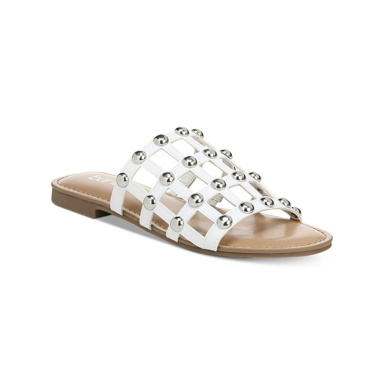 BAR III Womens Clear Caged Studded Padded Pecanna Round Toe Block Heel Slip On Slide Sandals 6.5 M