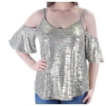 thumbnail image 1 of BAR III Womens Gold Cut Out   Metallic Spaghetti Strap V Neck Top  Size: XXL, 1 of 2
