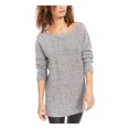 thumbnail image 1 of BAR III Womens Gray Cut Out Long Sleeve Scoop Neck Tunic Sweater Size: L, 1 of 4