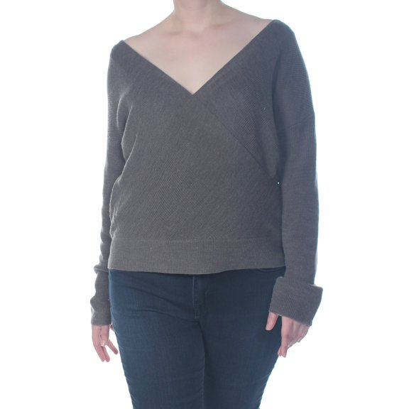 BAR III Womens Gray Long Sleeve V Neck Sweater XXL