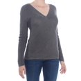 thumbnail image 1 of BAR III Womens Gray Ruched Long Sleeve V Neck Sweater M, 1 of 2