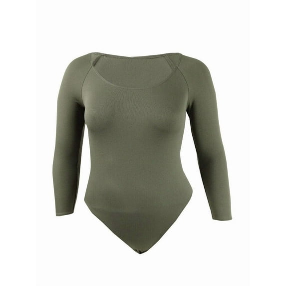 BAR III Womens Green 3/4 Sleeve Scoop Neck Body Suit Top XL