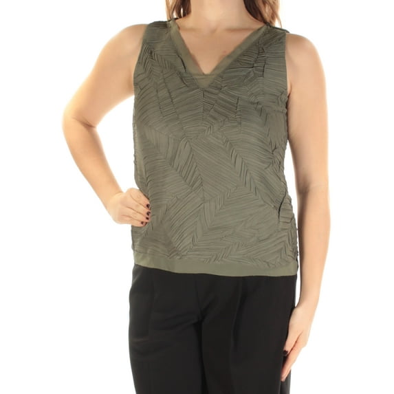 BAR III Womens Green Textured Sleeveless V Neck Top Size: M