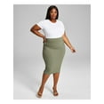thumbnail image 1 of BAR III Womens Green Unlined Ribbed Elastic Waist Pull-on Midi Pencil Skirt S, 1 of 1
