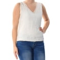 thumbnail image 1 of BAR III Womens Ivory Textured Sheer Sleeveless V Neck Top S, 1 of 2