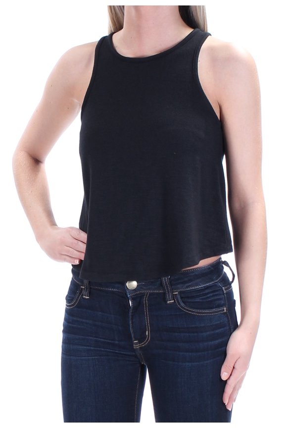 Womens New 1697 Black Sleeveless Jewel Neck Casual Top XL B+B